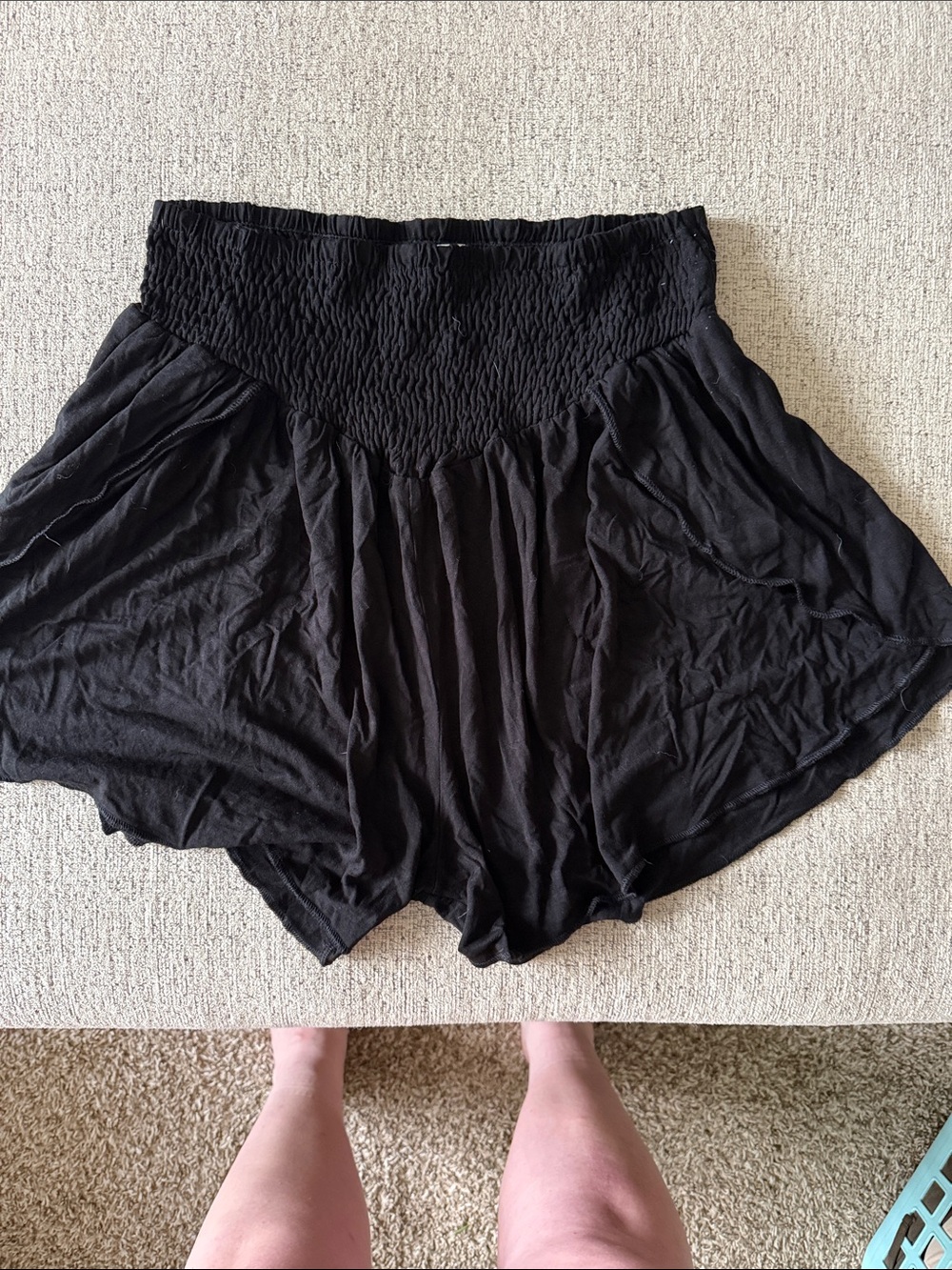 EARTHBOUND Black High-Waist Smocked Skort Shorts